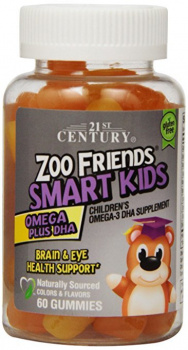 картинка 21st Century Zoo Friends Smart Kids Omega +DHA 60 жеват. от магазина