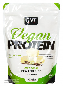 картинка QNT Vegan Protein 500 гр. (Ванильный макарун) от магазина