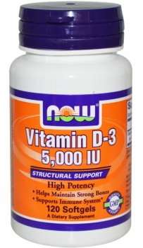 картинка Now Vitamin D-3 5000 IU 120 гел. капс. от магазина