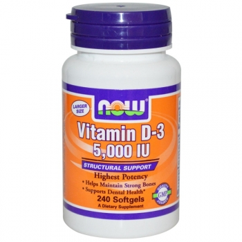 картинка Now Vitamin D-3 5000 IU 240 гел. капс. от магазина