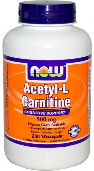 картинка Now Acetyl L-carnitine 500 мг. 200 вегетар. капс.   от магазина